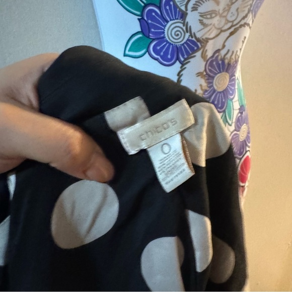 Chico's Black and Cream Polka Dot Top - Picture 5 of 5